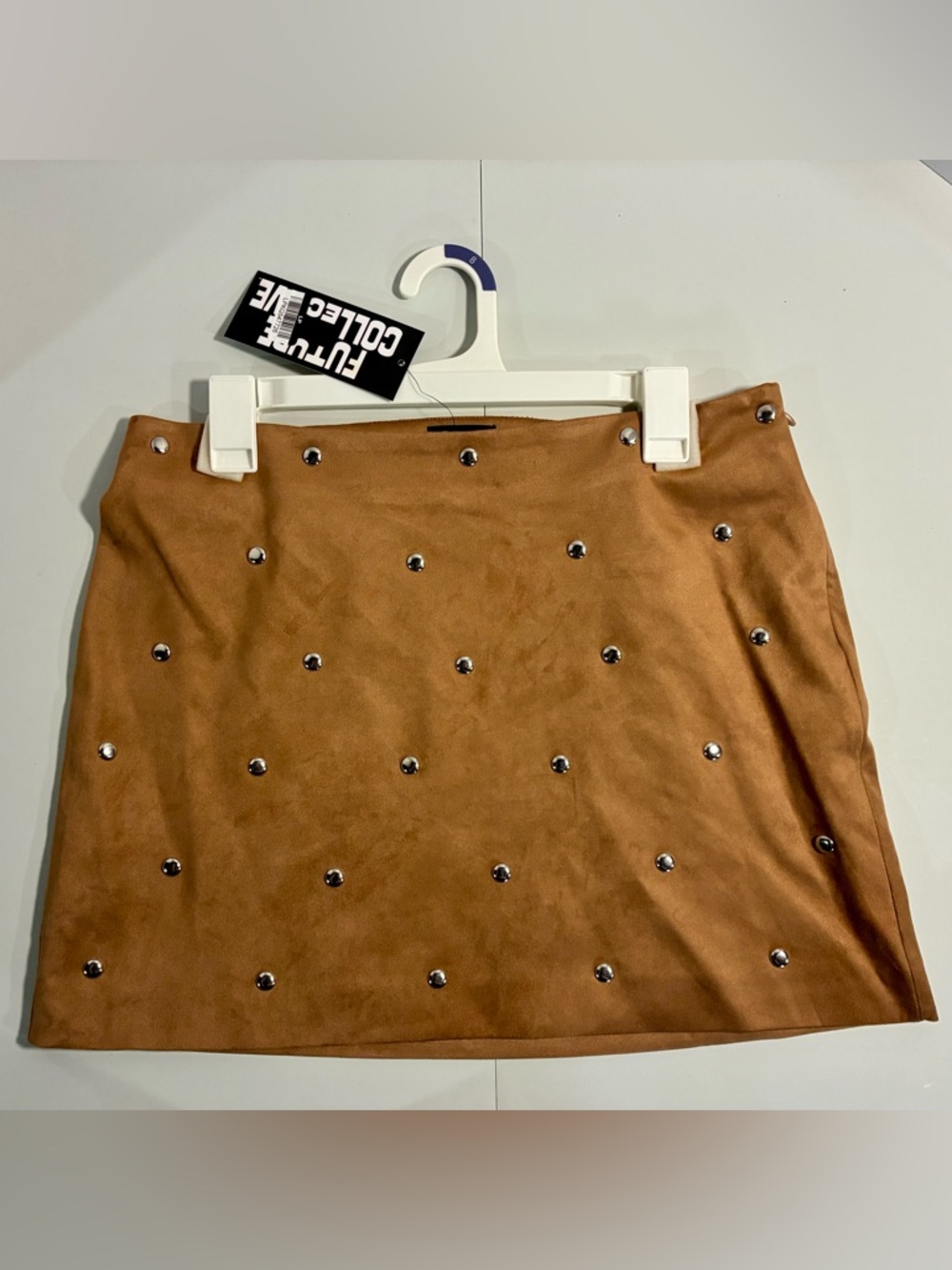 Future Collective Brown Suede Studded Skirt